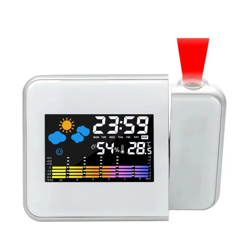 Previsión meteorológica 8190 Despertador con repetición de proyección - Pantalla a color, Reloj de asiento electrónico creativo