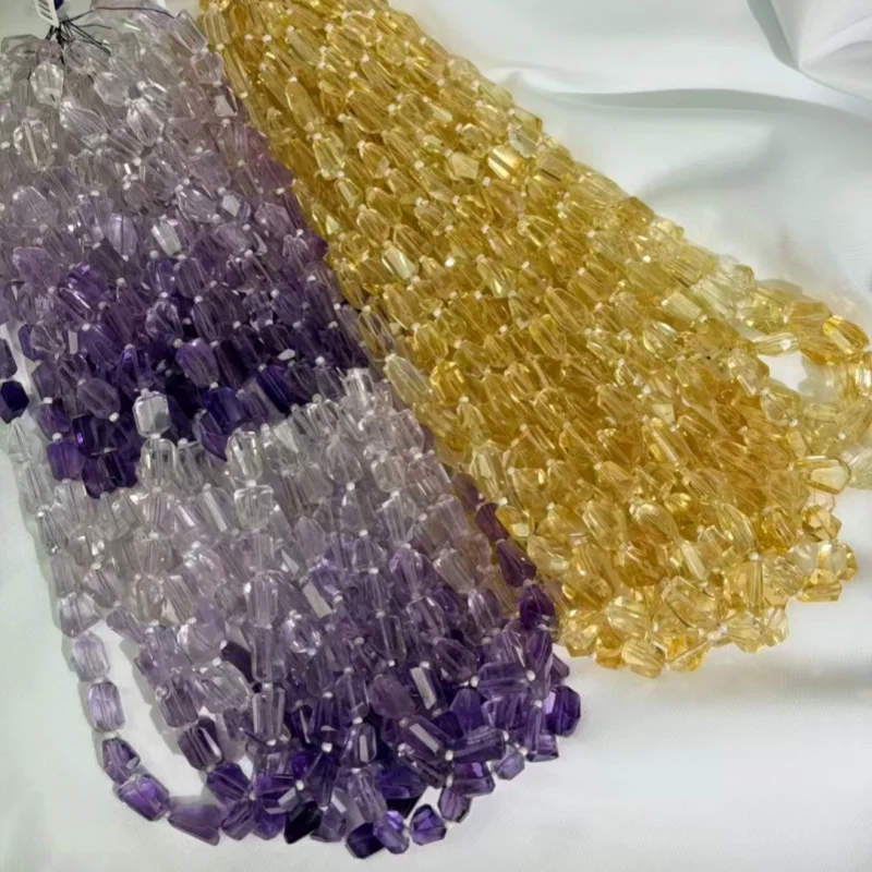 Citrine Amethyst Baroque Faceted Loose Beads 5-7mm 43cm Wholesale for DIY Jewelry Necklace