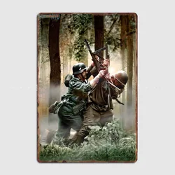 Close combat GI vs Nazi soldier WW2 Retro Poster Metal Sign Custom Tin Wall Garage Drawing Room Decor Vintage Home Decor