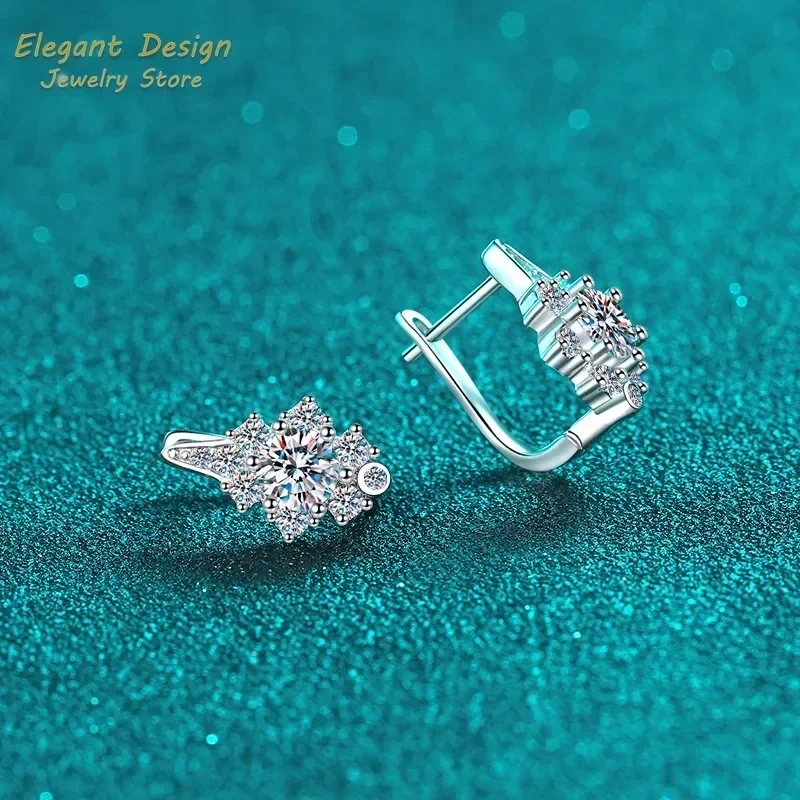 U Shaped 1ct Moissanite Ear Clip for Women Versatile Stylish Platinum Pt950 Ear Buckles Fine Jewelry Valentine's Day Gifts