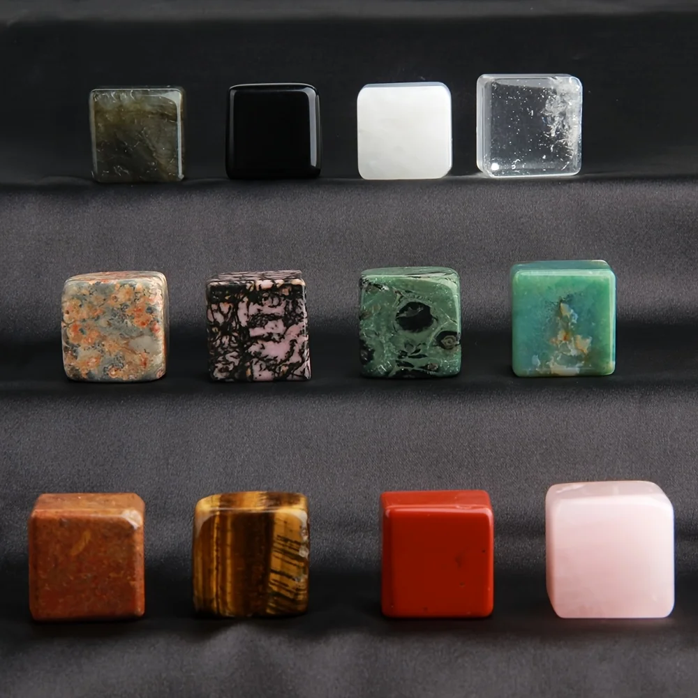 1pc Random Crystal Cubes, Polished Loose Stones with Unique Color Variations, Irregular Cracks Inclusions for Jewelry Making