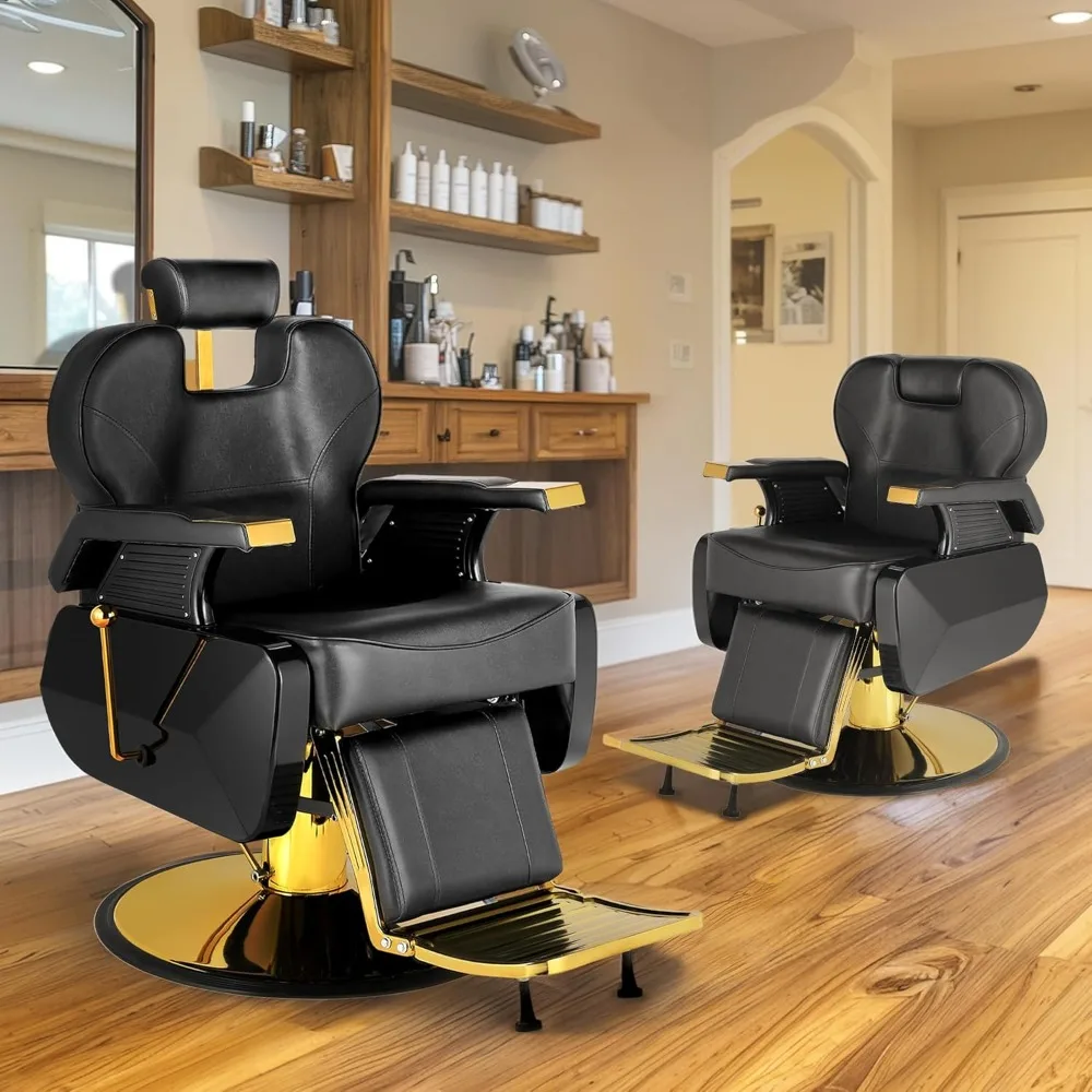 Hydraulic Recline Barber Chair, Black All Purpose Salon Chairs for Hair Stylist Professional for Barbershop Stylist Tattoo Chair