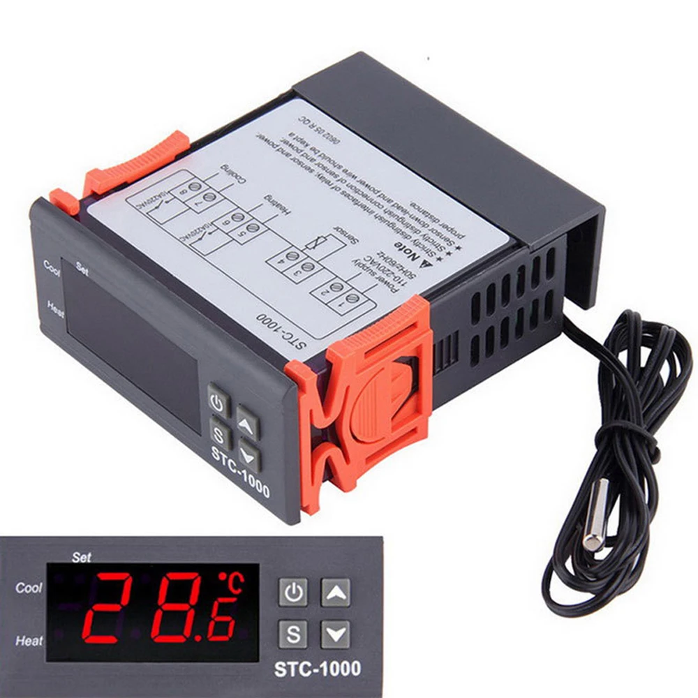 Termostato Digital STC1000 220V com Sensor de Temperatura e Cabo para Incubadora