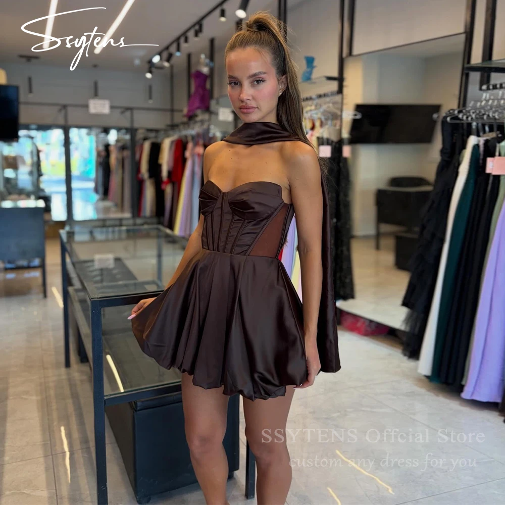 

SSYTENS Sexy Mini Prom Dresses Sweetheart Satin Short A Line Robe De Soiree Femme Chic élégante Party Prom Dresses Customized