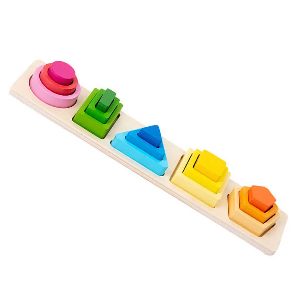 1 مجموعة خشبية هندسية الشكل مطابقة برج أحجام مختلفة الأشكال التدرج الألوان الاطفال تعلم لغز البناء التعليمي
