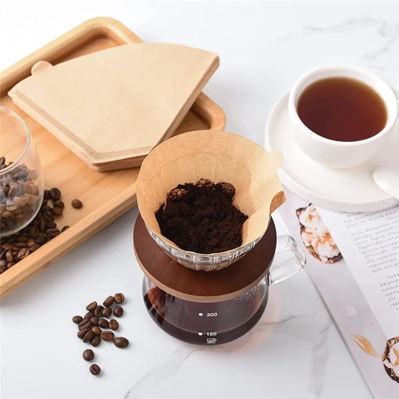 أجهزة المتسوق 300 قطعة من فلاتر القهوة 4 فلاتر قهوة للاستعمال مرة واحدة 4 ورق مخروطي لصب أكثر من صانعي القهوة/منقط القهوة C