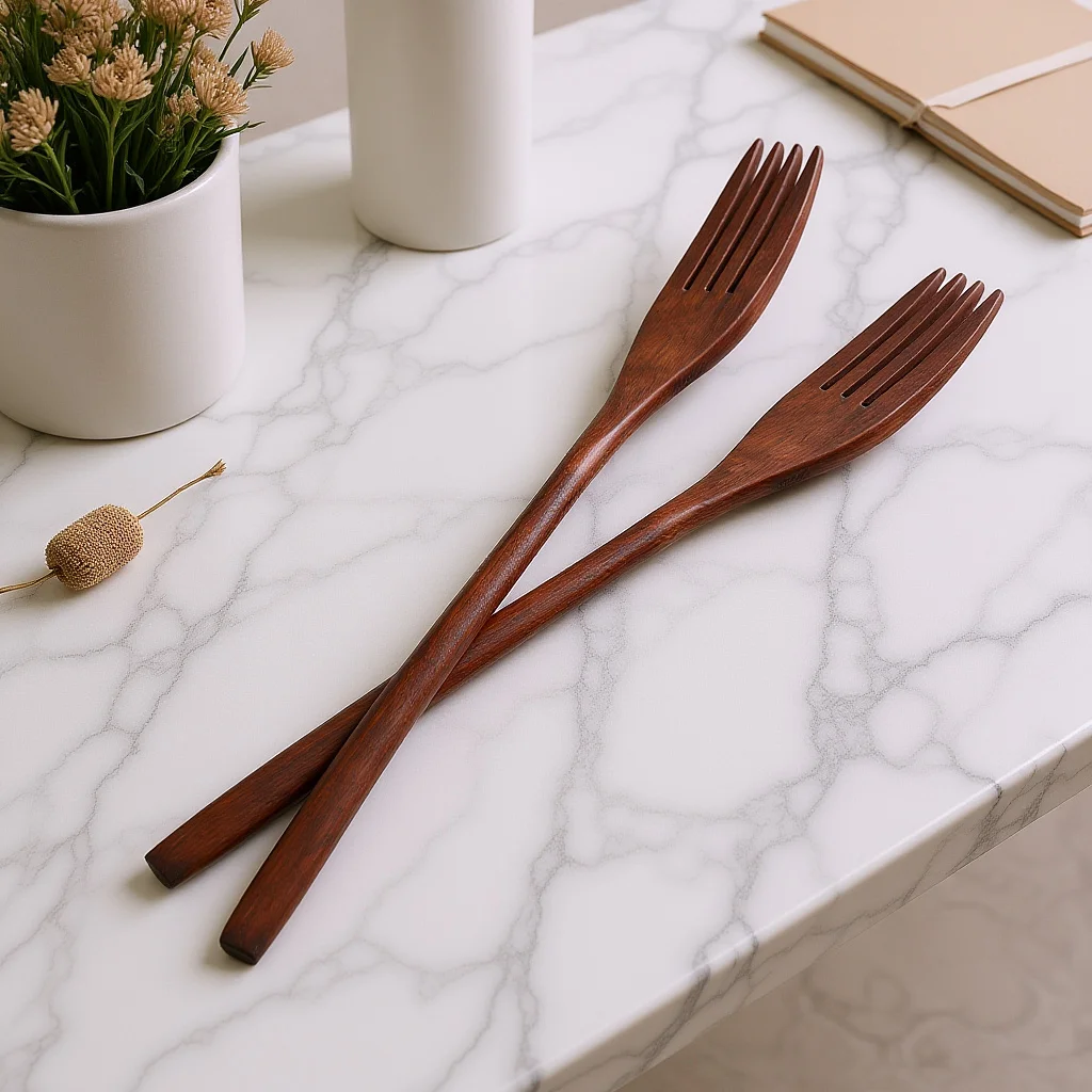

2pcs Long Wooden Fork For Eating Stirring Mixing Serving Natural Wood Wood Fork For Eating Cookware Kitchen Dining Tool