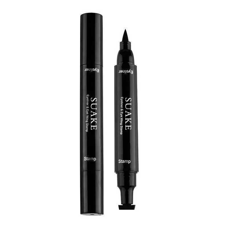 2PCS Double-ended Black Eyeliner Pen Sweatproof Quick Drying Long Lasting Matte Finish for Daily Casual Makeup