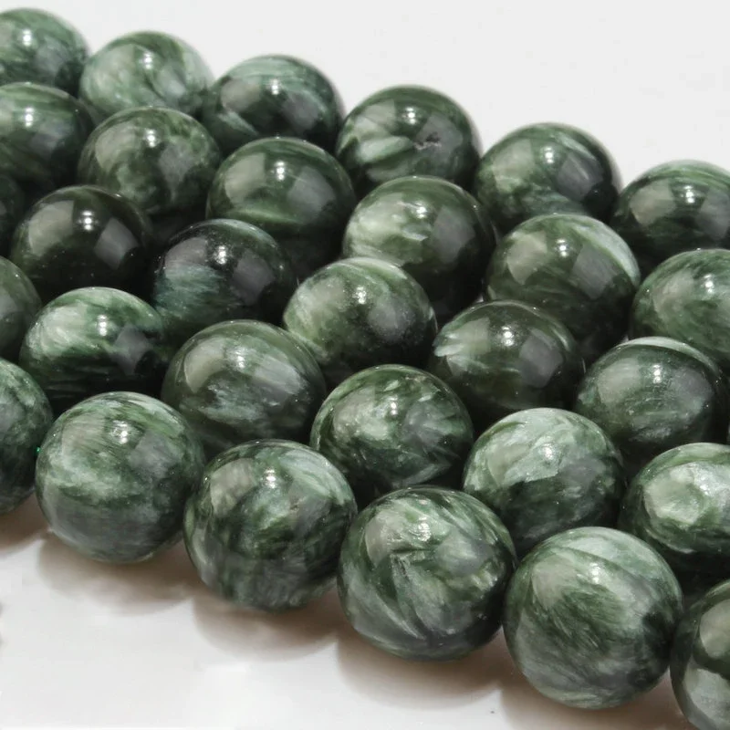 

(2 Strandset) 6mm 8mm Natural Top Grade Precious Russian Seraphinite Stone Loose Beads For Jewelry Design DIY