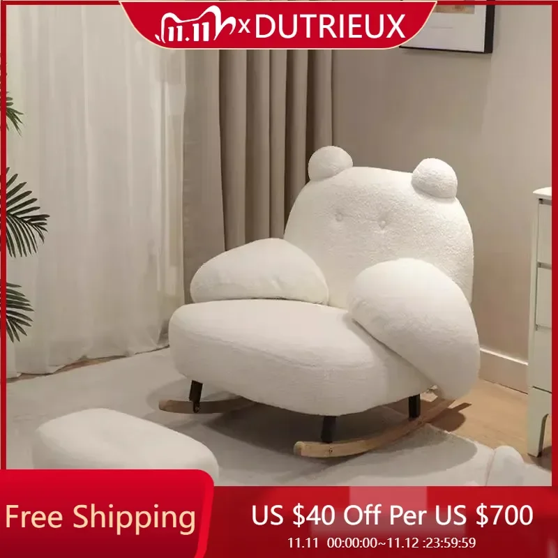 

White Rocking Living Room Chairs Reading Relaxing Aesthetic Modern Design Chairs Comfortable Poltrona Space Saving Furniture