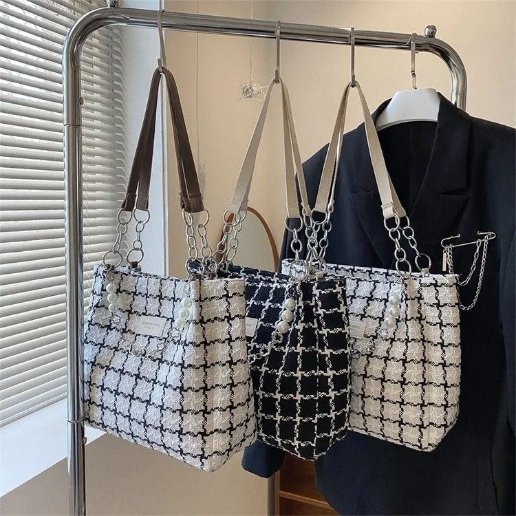 سعة كبيرة منقوشة حقيبة حمل للنساء ، مطرز سلسلة حقائب الكتف ، تنوعا ، ركاب ، الموضة ، السيدات ، الإناث ، حقائب اليد قماش