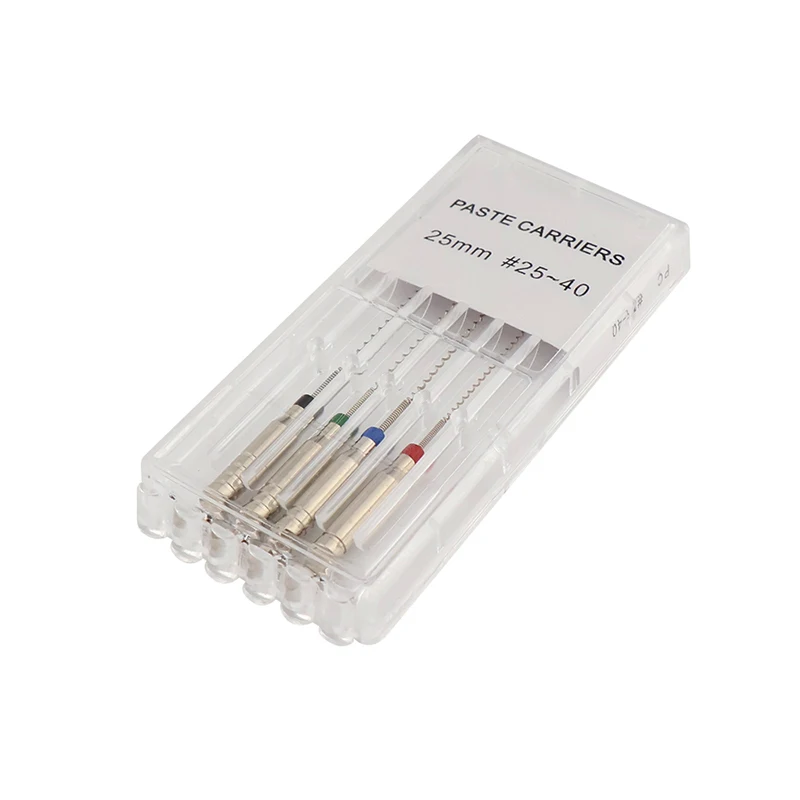 TJDent 4pcs/Box 25mm 25-40# Dental Rotary Paste Carriers Spiral Filler Lentulo Assorted Engine Filling Paste Dentistry Materials