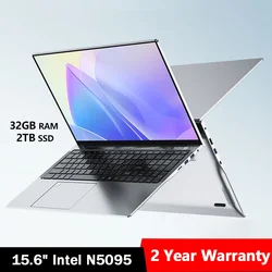 MaiChai-ordenador portátil Intel Celeron N5095, notebook gamer de 15,6 pulgadas, 32GB de RAM, 2TB SSD, resolución de 1920x1080, para oficina y estudio, Windows 11