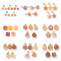1Pc Natural Stone Orange Agates Pendant Star Square Salt Source Agates Charms for Jewelry Making DIY Necklace Bracelet Earrings