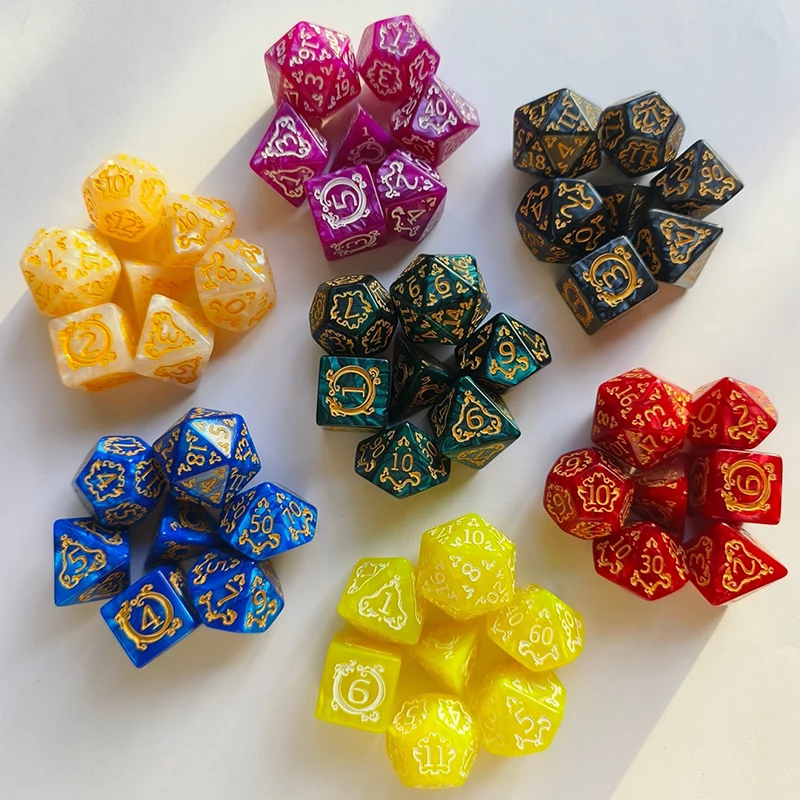 7 pçs/set dados poliédricos multi-lado conjunto de dados para jogos de tabuleiro conjunto de dados de alta qualidade acessórios de jogos de mesa de entretenimento