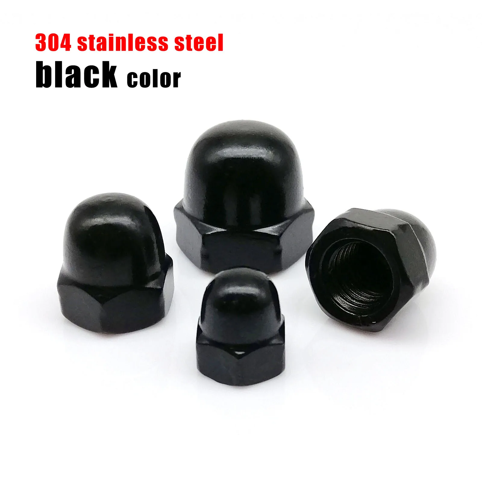 1/5/10pcs DIN1587 M3 M4 M5 M6 M8 M10 M12 304 Stainless Steel Surface Black Hex Acorn Cap Decorative Cover Semicircle Dome Nut