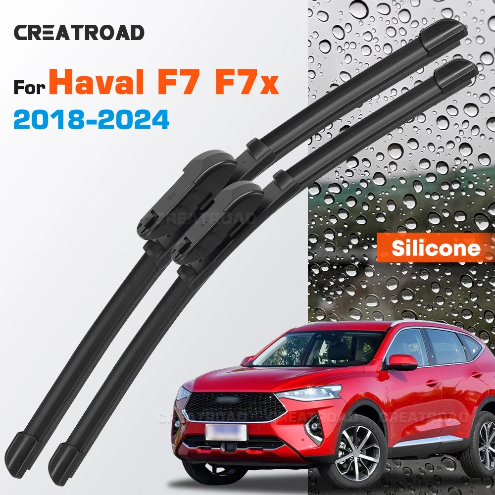 

Silicone Wiper Blades Fit For Haval F7 F7x 2018-2024 Coated Silent HD Wear-Resistant Car Windshield Wipers 24"+16"