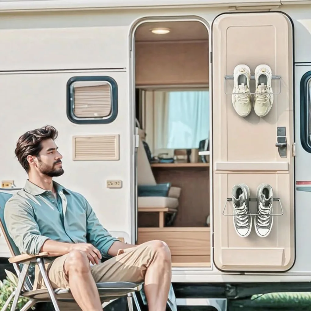 2x رف أحذية RV قابل للطي 2 حزمة تخزين مثبتة على الحائط لتوفير مساحة معلقة للتخييم