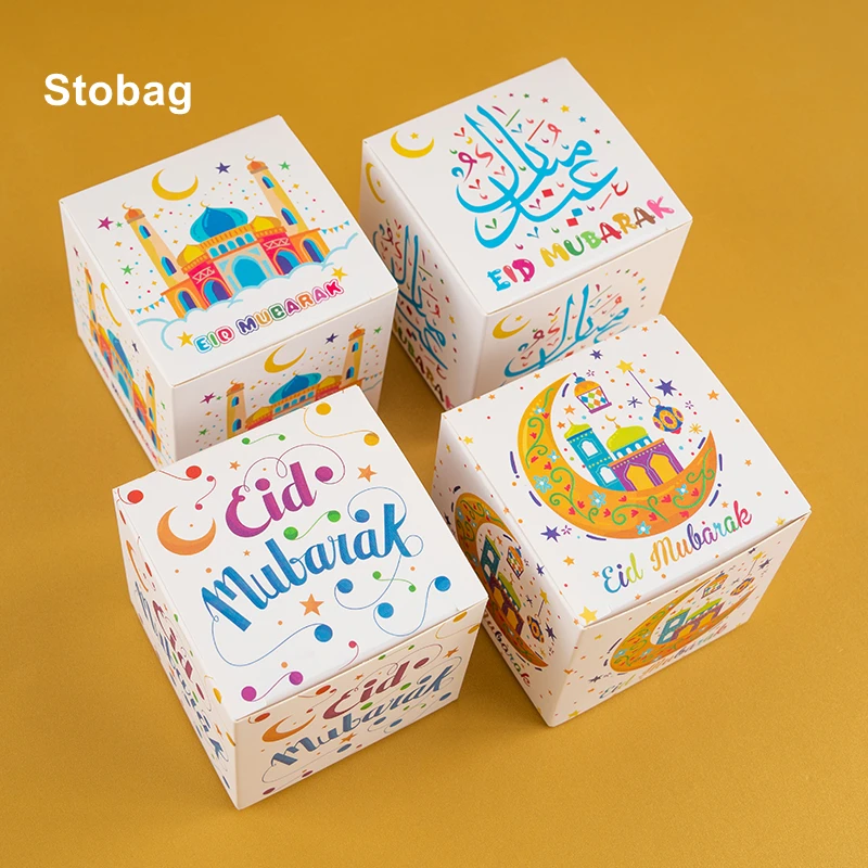 

StoBag-Eid Mubarak Gift Bag Cookies Candy Chocolates Packaging Supplies Ramadan Kareem Favors Happy Event Decoration 8Pcs