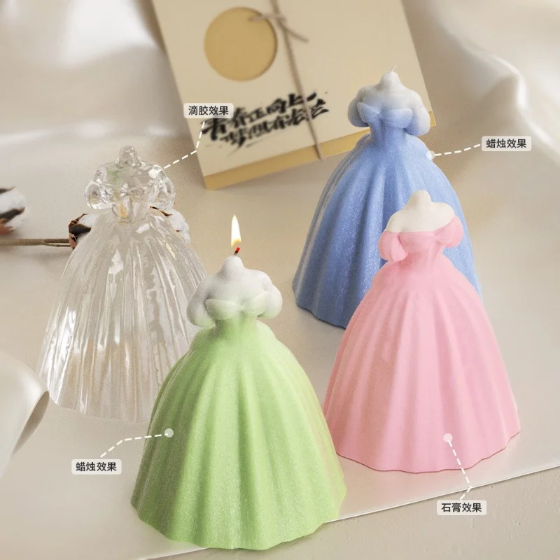 Princess Dress Wedding Candle Silicone Mold DIY Aroma Plaster Ornament Cake Decoration Baking Utensils Resin Mold Crafts