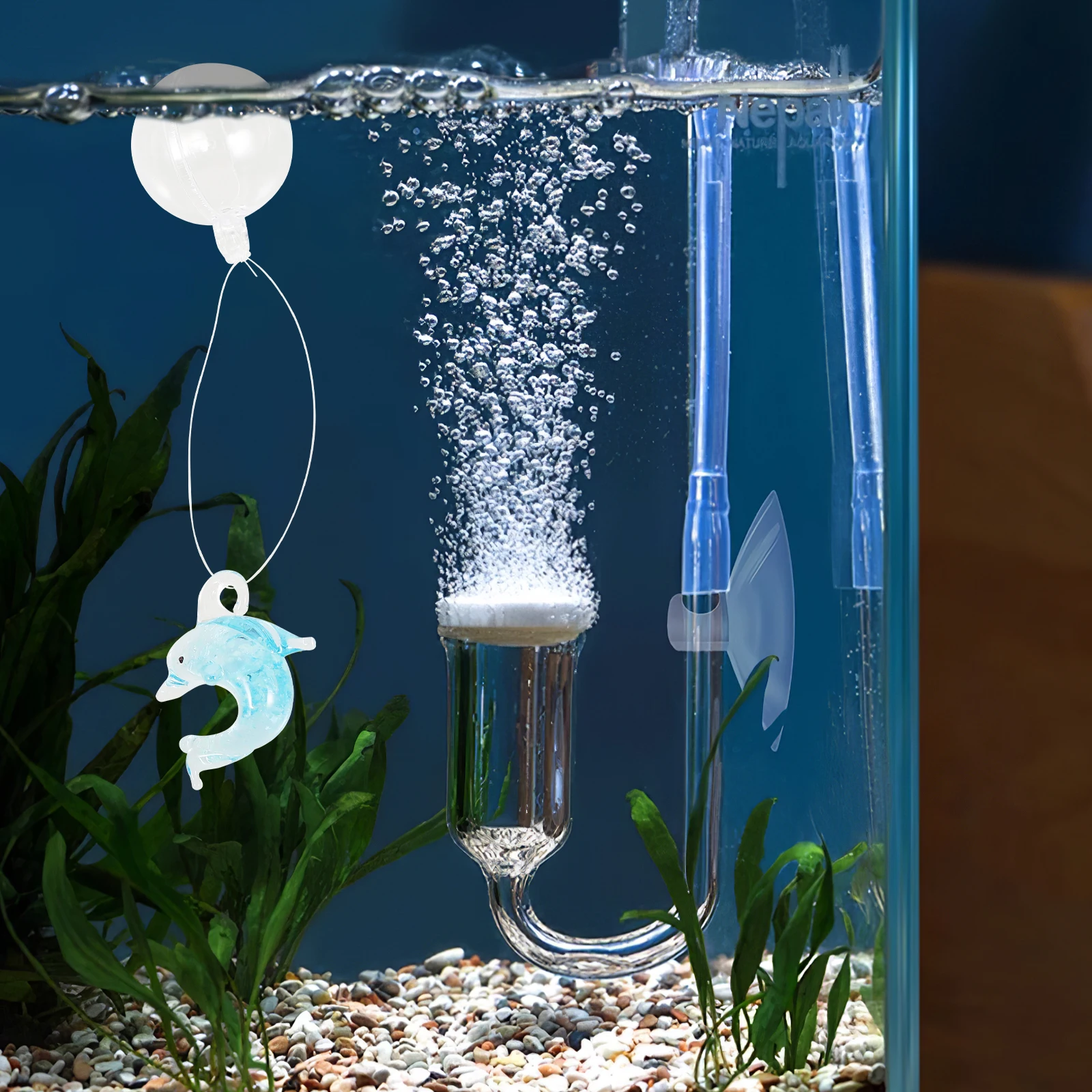 

Luminous Glass Dolphin Aquarium Floating Decor Fish Tank Accessory Vivid Design No Burrs Safe for Small Fish Aquarium Ornament