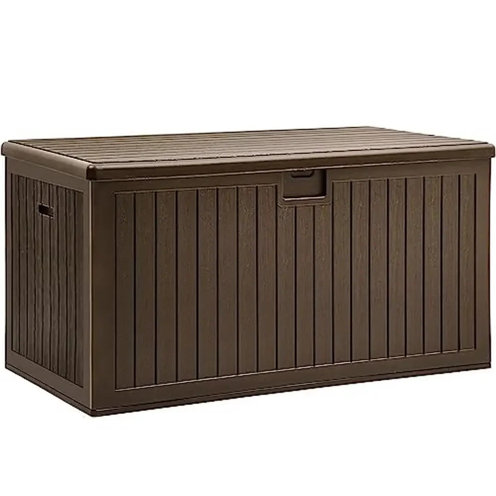 Large Outdoor Storage Deck Box with Divider 230 Gallon Weatherproof Lockable Ideal Patio Furniture Cushions Garden Tools [Brown]