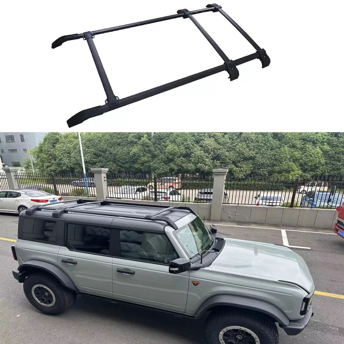 5PCS Roof rack+Cross Bar fits for Ford Bronco 2021 2022 2023 2024 aluminum carrier racks  baggage rails Roof Rail Crossbar Black