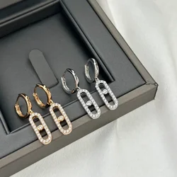 Pendientes de plata de ley 925 para mujer, aretes de circonita de alta calidad con diamantes móviles Pendientes de boda de alta gama, regalos de lujo