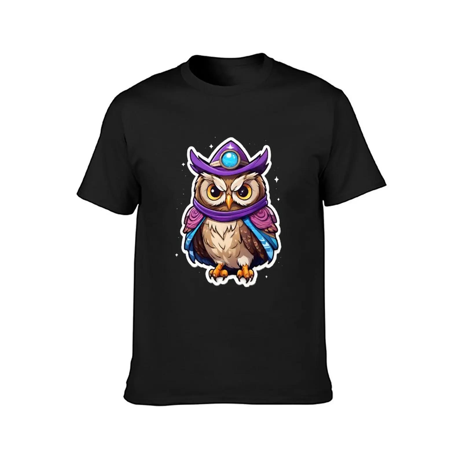 Illustrated Magic Owl Sticker T-Shirt blanks plus size tops oversizeds cute clothes sweat shirts, men