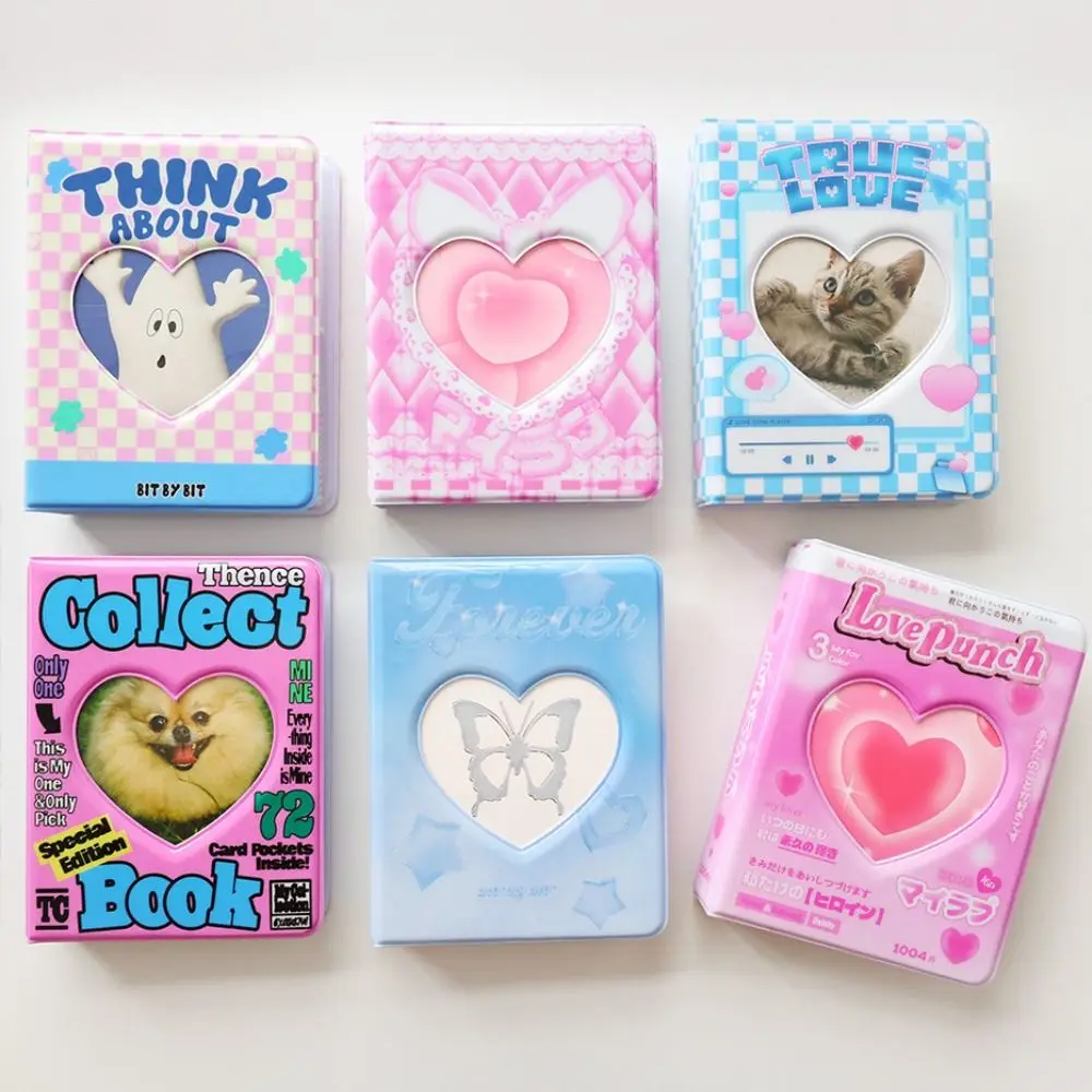 Wear Resistant Photo Album Card Book Y2K Style Star Collection Photocard Holder Cute Heart Cartoon Card Binder Holder Girls