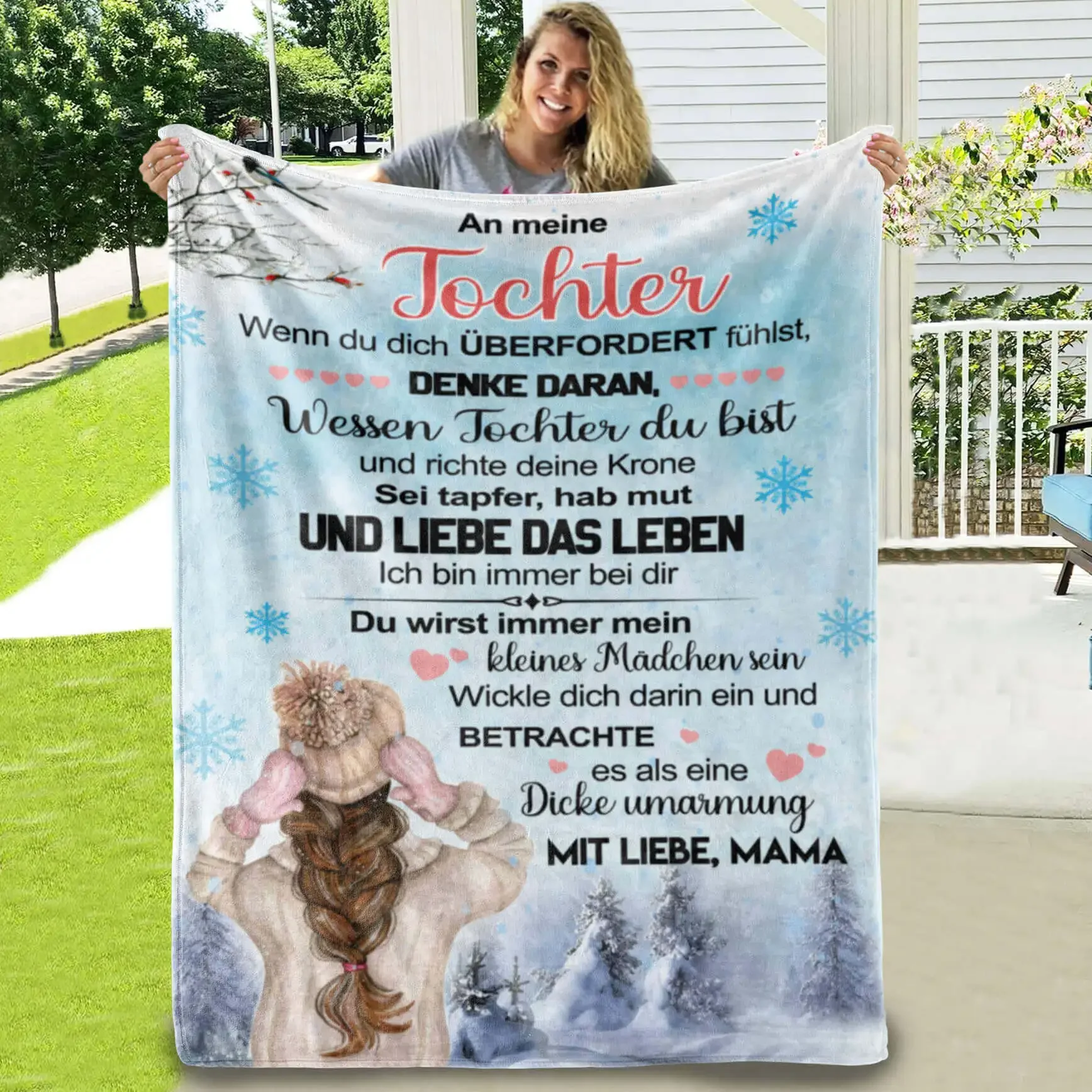 German Language To My Daughter Blanket Soft Flannel Blanket Sofa Bed Cover Express Love Message Nap Blanket Christmas Gift