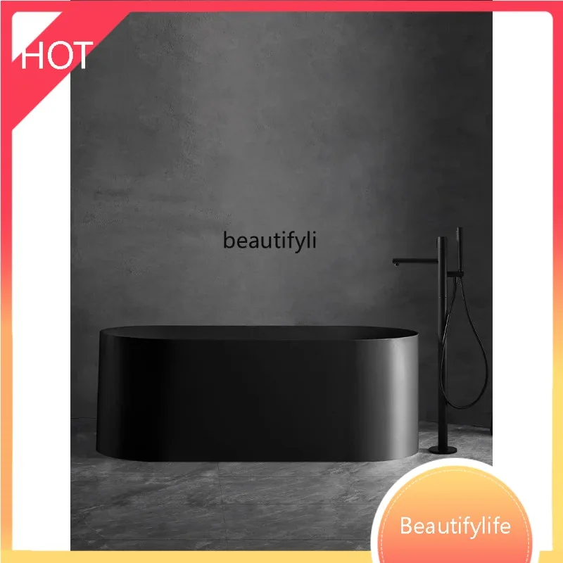 M45   Acrylic Bathtub Matt Black Ribbon LED Light Mute Massage Function Bathtub