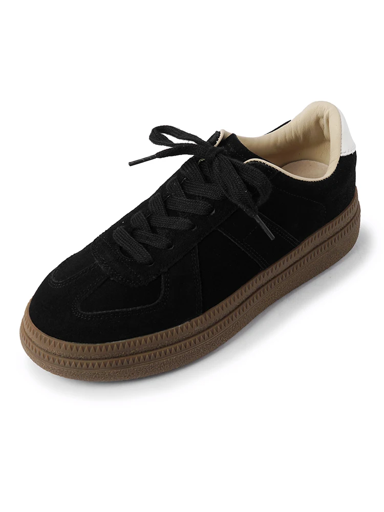NEW 2025 Punk Women Platform Sneakers Spring Autumn Ladies Lace Up Patchwork Flat Shoes Fashion Round Toe Apricot Black Shoes image 4