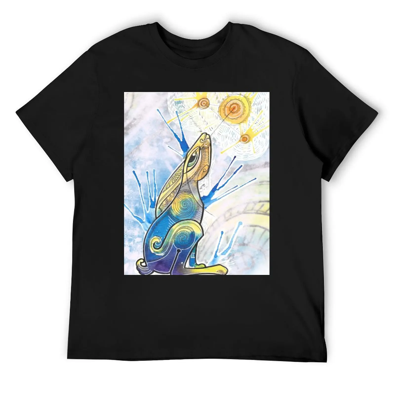 Moon gazing hare T-Shirt oversized graphic tee vintage t shirts blanks Men's clothing