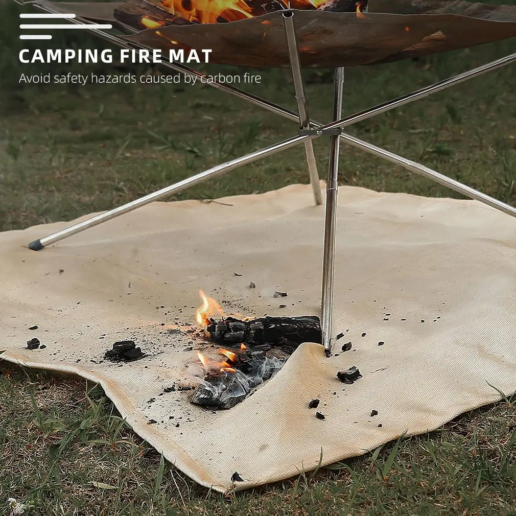 Camping Fireproof Cloth Flame Retardant Insulation Mat Blanket Glass Coated Heat Insulation Pad Outdoors Picnic Barbecue