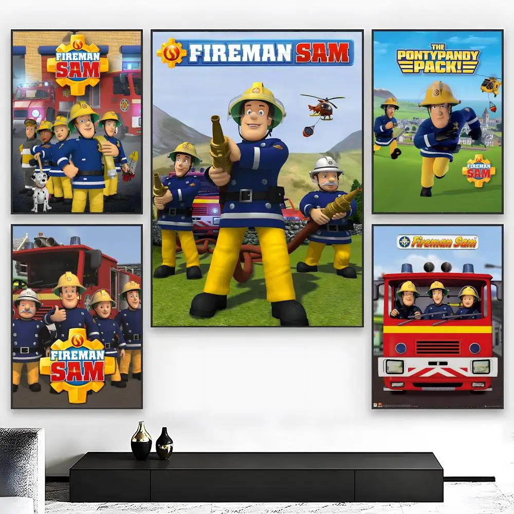 Kids Cartoon F-Fireman Sam Poster Wall art print art suitable for living room bedroom bar parlor home decor gift