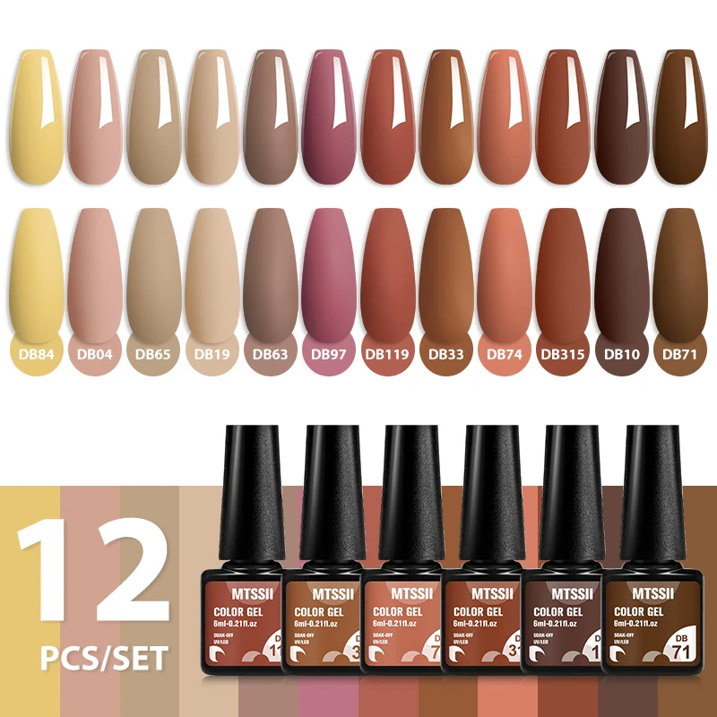 MTSSII 12Pcs/Set Sparkly Pink Red Taro Purple Gel Nail Polish Nail Art LED UV Gel Varnish For Nails Manicure Kit Nail Supplies