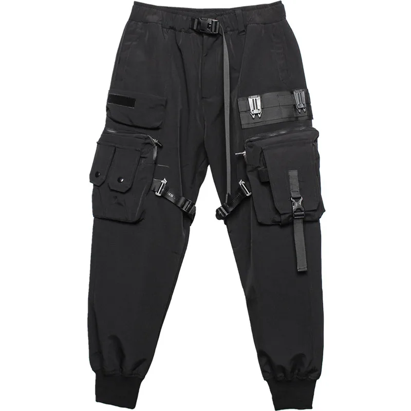 Designer-crafted multi-pocket cargo pants men's Techwear paratrooper loose casual tactical ankle banded fashion trousers