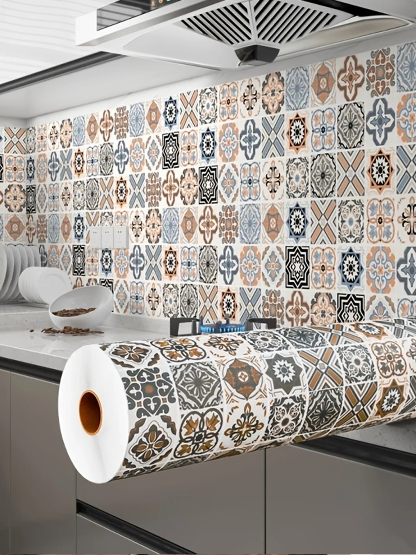 

Плитка 3D водонепроницаемые обои для шкафа, домашний декор, мебель, виниловые стены, самоклеящиеся обои из ПВХ, наклейка на дверь кухонного шкафа