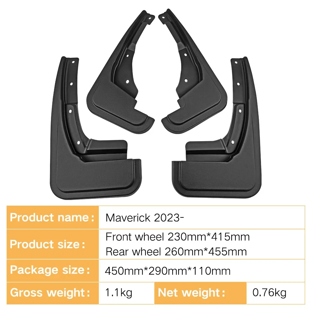 4 Pcs Car Fender Suitable for Ford Maverick 2023 Customized Wheels Anti-splash Decorative Protection Plate  Accessories