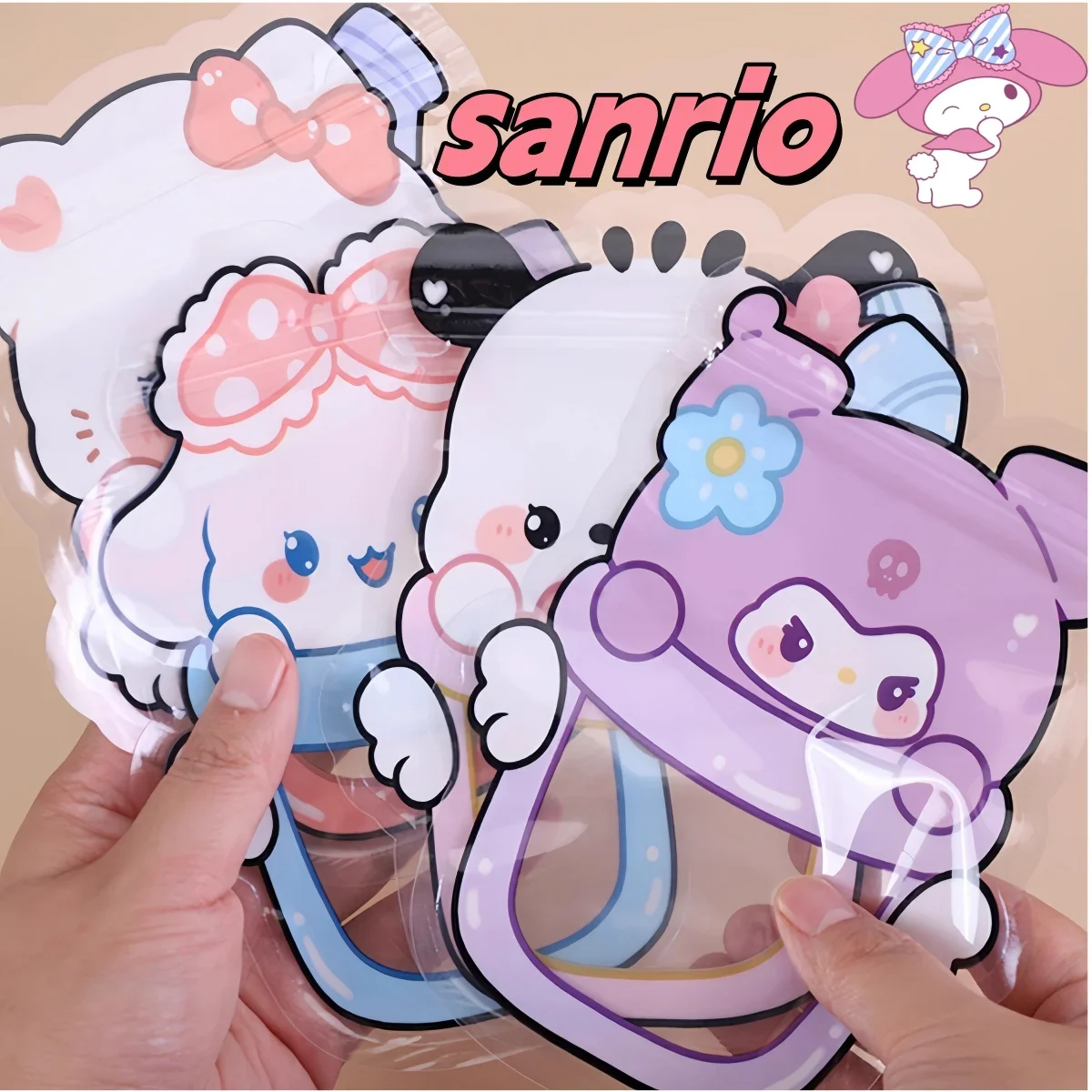 sanrio cute ziplock bag kuromi cinnamoroll cartoon snack candy sealed gift bag daily use anime 10pcs Christmas girl 13*17CM