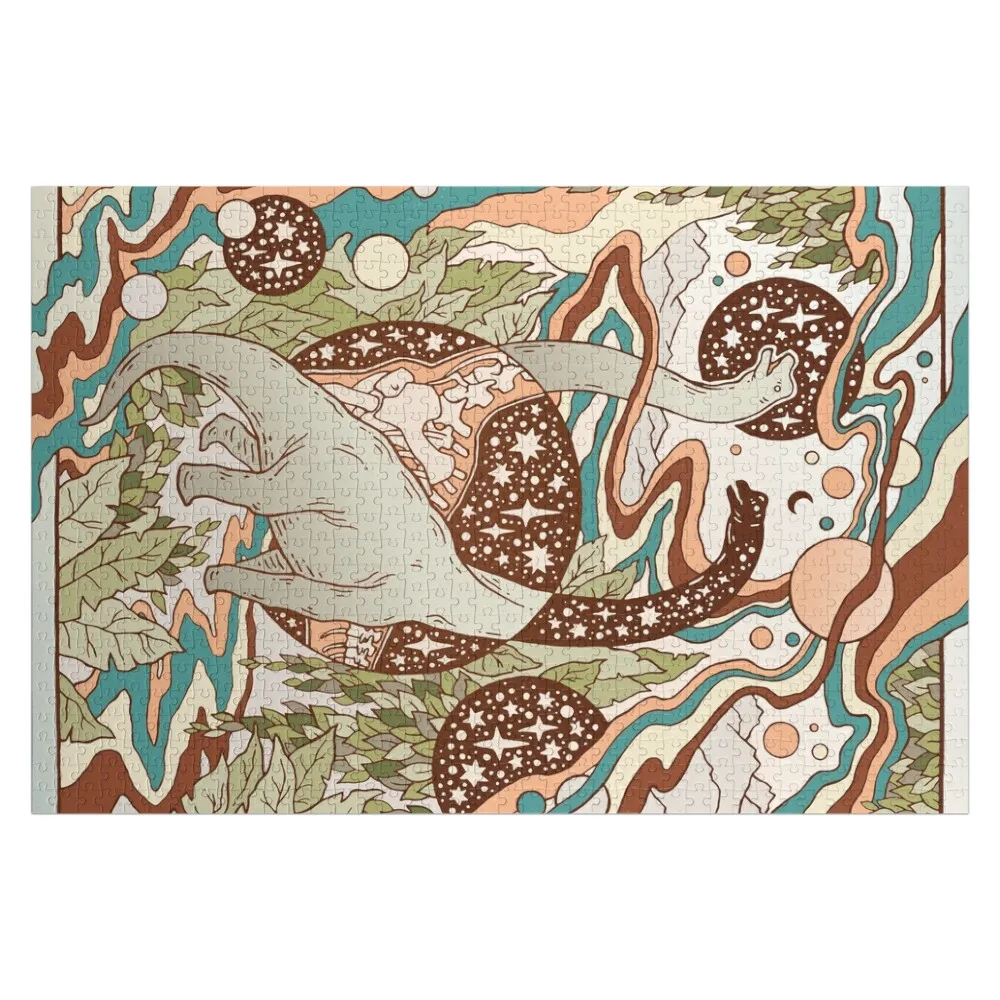 

Jurassic Portal Retro Rainbow Palette Dinosaur Science Fiction Art Jigsaw Puzzle Jigsaw Pieces Adults Puzzle