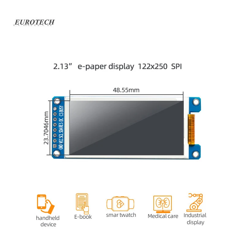 Picture 5: 2.13 Inch E-paper Ink Screen122x250 3/4-wire SPI Interface Black White And Red EPD Electronic Paper Display Screen