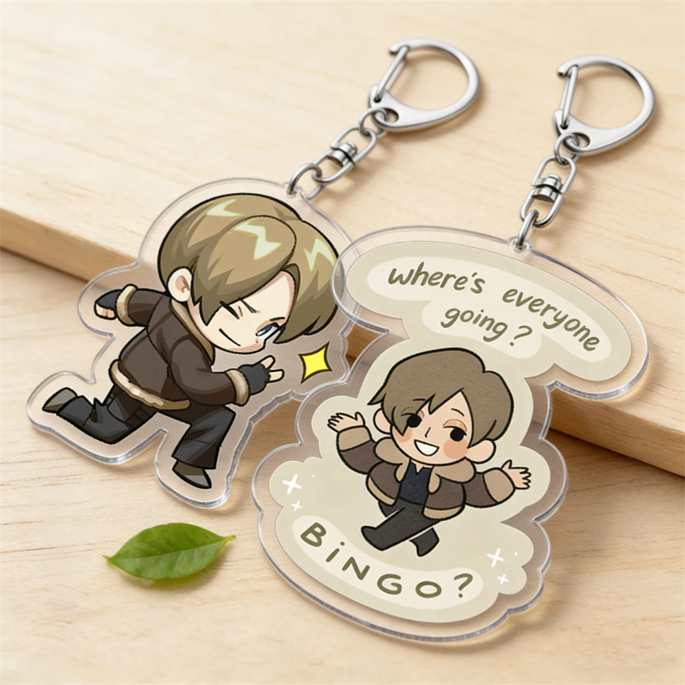 Hot Horror Video Game Chibis Keychains for Women Accessories Bag Gaming Leon Umbrella Keyrings Jewelry Friends Gamers Fans Gifts