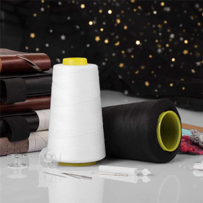 AA80-خيط أبيض لجميع الأغراض لخياطة خيط الخياطة البوليستر 3000 ياردة كل خيط بكرة لخيط ماكينة الخياطة Durab