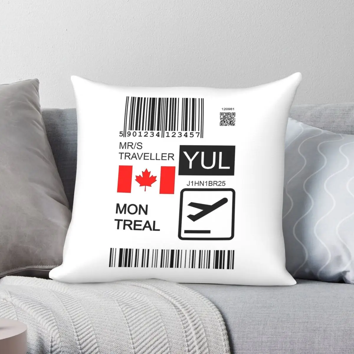 Montreal Trudeau International Airport Square Pillowcase Polyester Linen Velvet Creative Zip Pillow Case Home Cushion 45x45
