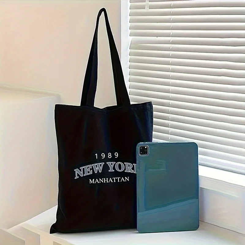حقيبة حمل قماشية مطبوعة من York من المنهاتن ، حقيبة كتف متينة للمتسوقين للسفر والتسوق ، حقائب للاستخدام غير الرسمي