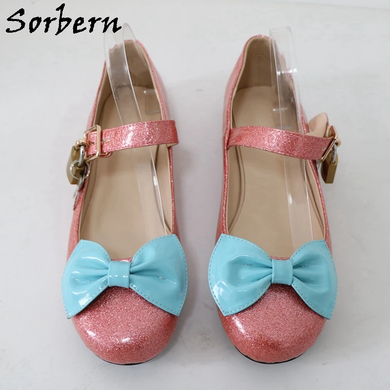 Sorbern Watermelon Glitter Flat Lolita Shoes Women Cute Round Toe Lockable Straps Mary Jane Shoe Custom Colors