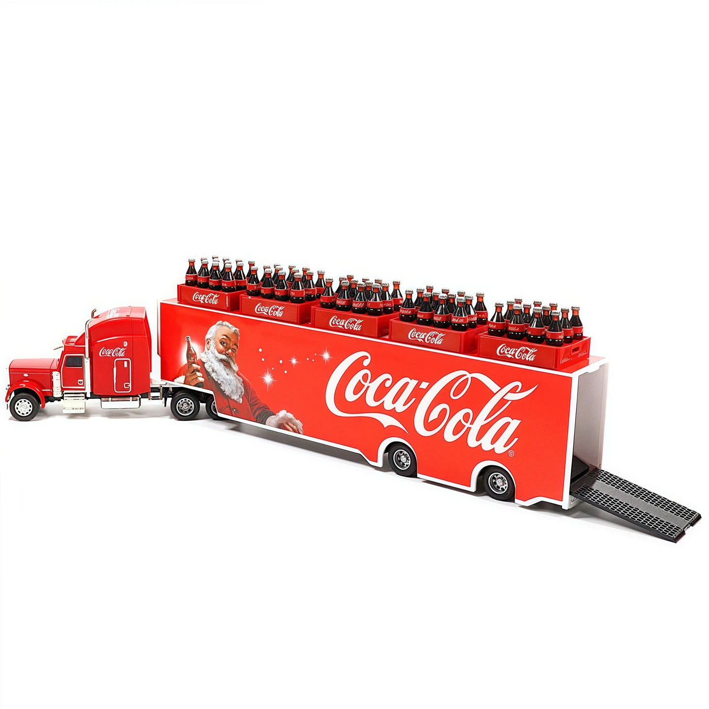 Coca-Cola Christmas Edition Truck Model Toy Super Size 164 Containing 5 Crates of Coca-Cola Soda Box Carriage Collectible