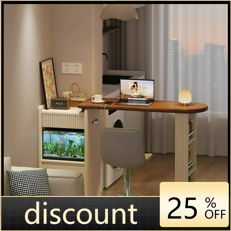 

LTT cream style small tea bar integrated cabinet telescopic living room wall small apartment partition cabinet